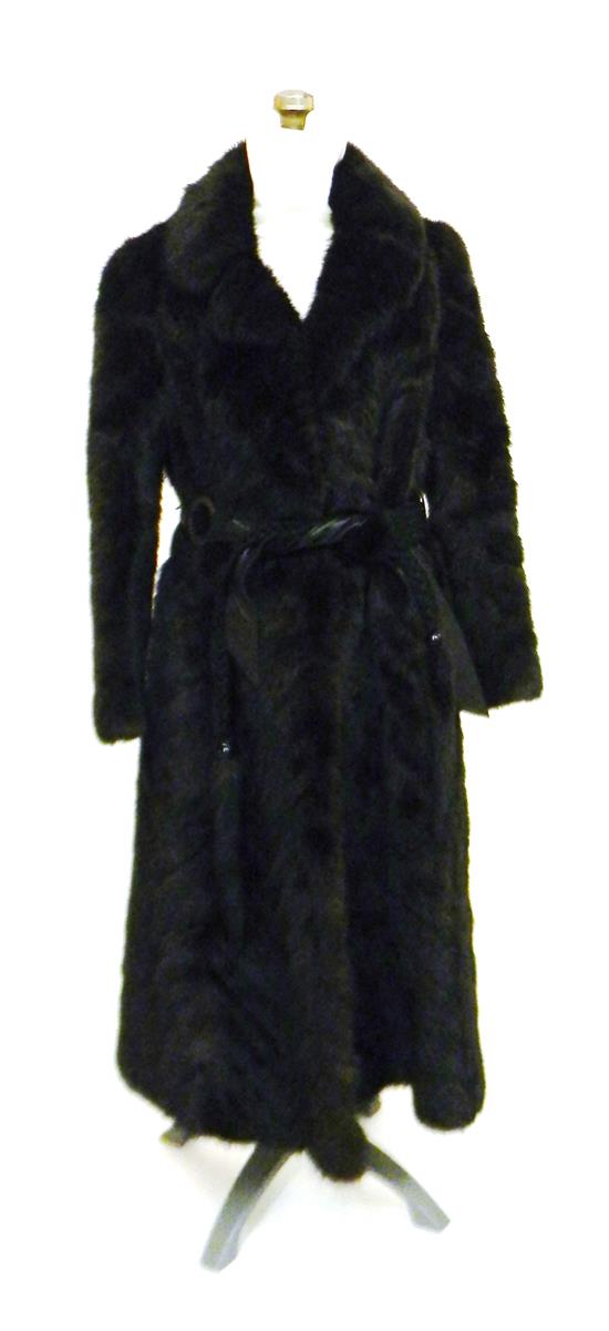 Appraisal: Full-length mink coat black and brown color fold-over collar label