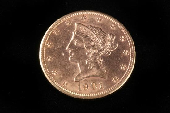 Appraisal: U S LIBERTY HEAD TEN-DOLLAR GOLD COIN DATED Graded as