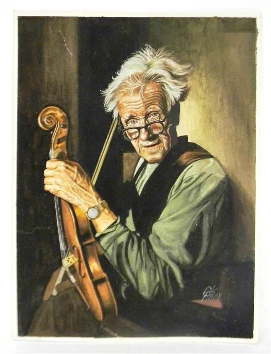 Appraisal: Columbus Knox American - The Old Violinist watercolor on paper