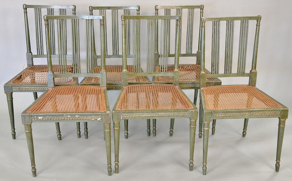 Appraisal: Set of six late George III style green painted and