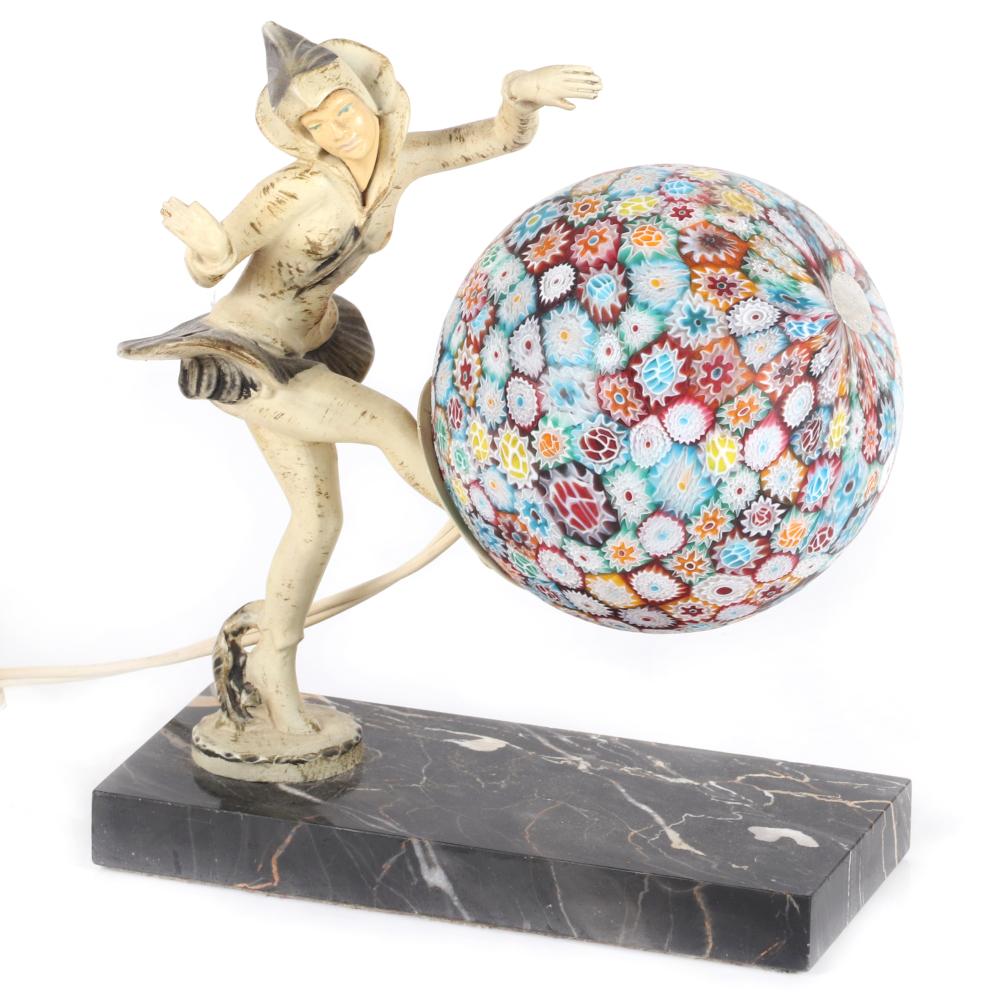 Appraisal: ART DECO PATINATED LADY DANCER LAMP AFTER IGNACIO GALLO SPANISH