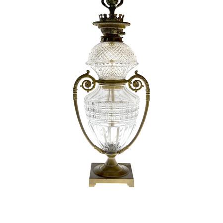 Appraisal: Continental Cut Glass and Brass Fluid Lamp Estimate -