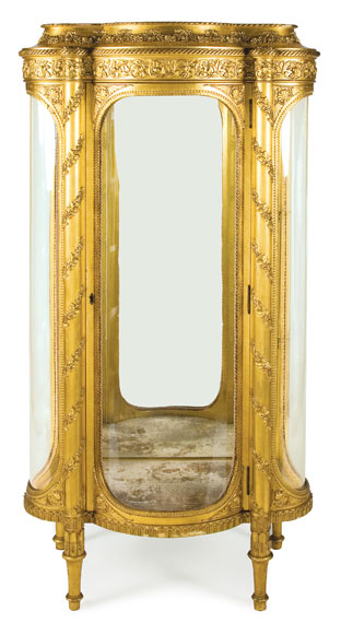 Appraisal: Louis XVI Style Gilt-Wood Mirrored Vitrine Estimate -