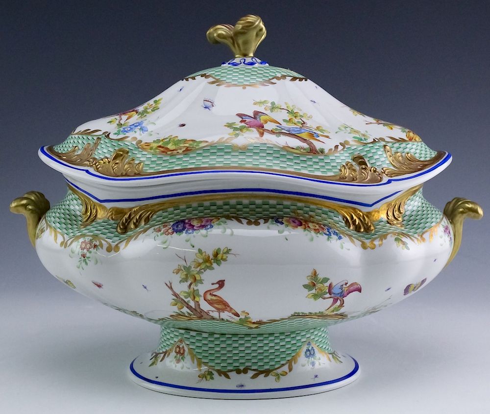 Appraisal: Sevres Type Porcelain Oval Covered Soup Tureen Vintage Sevres type