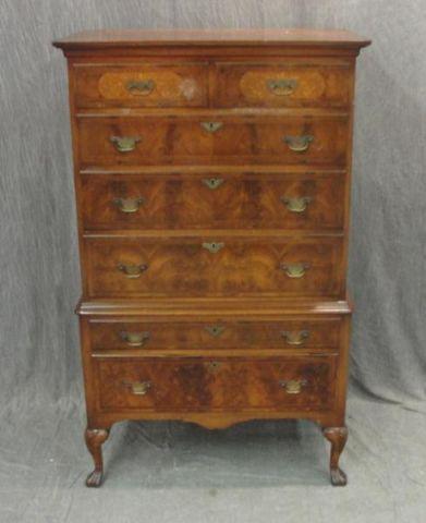 Appraisal: Spanish Style Burl Inlaid High Chest From a Queens NY