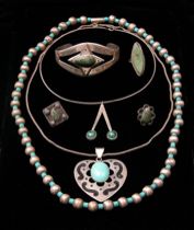 Appraisal: A Fourth Group of Sterling Jewelry Items include Native American