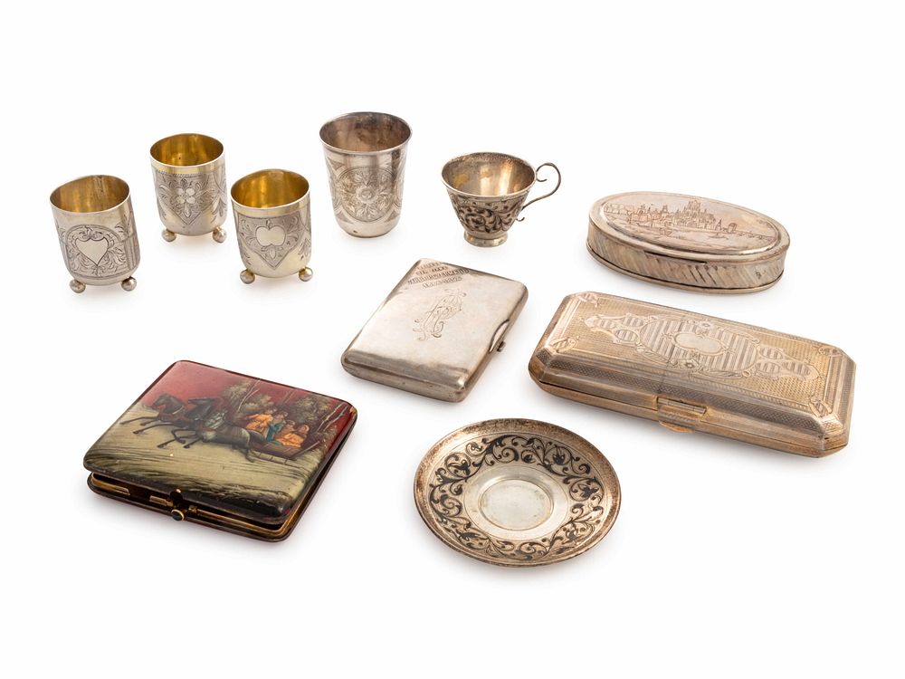 Appraisal: A Collection of Russian Silver Table Articles A Collection of