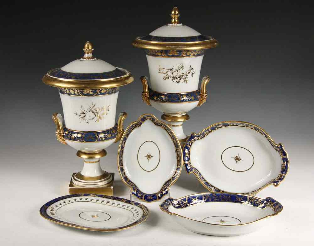 Appraisal: PCS EARLY DAVENPORT PORCELAIN - All in Cobalt Gilt Decoration