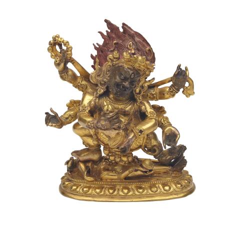 Appraisal: Gilt Bronze Figure of Mahakala Tibeto-Chinese th th Century Finely