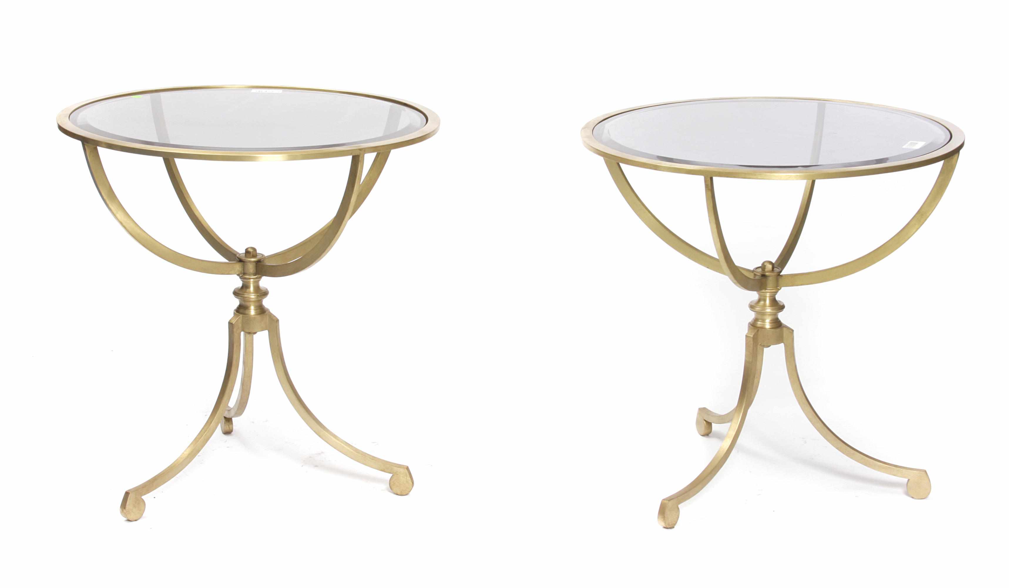 Appraisal: A pair of Neoclassical style brass and glass side tables