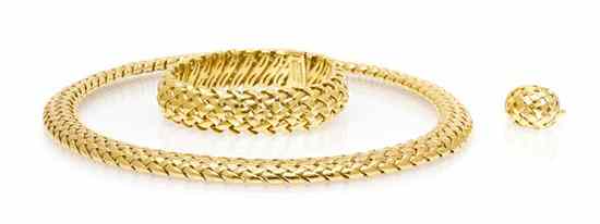 Appraisal: An Karat Yellow Gold Vannerie Demi Parure Tiffany Co consisting