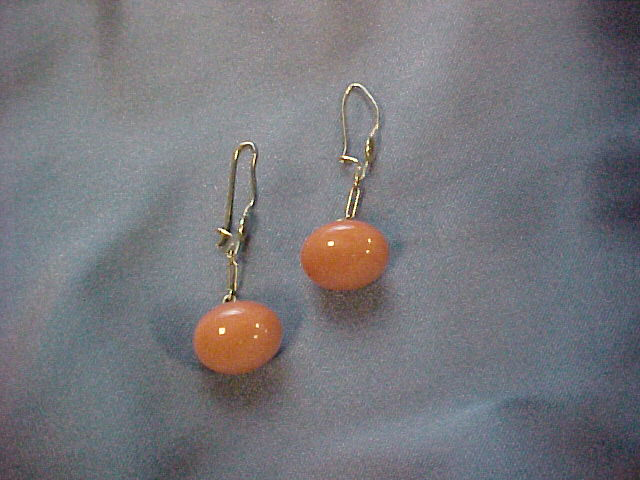 Appraisal: kt Gold and Coral Button Earpendants each coral drop suspended