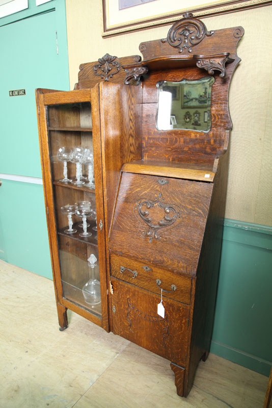 Appraisal: SECRETARY BOOKCASE Oak side by side with a glazed door