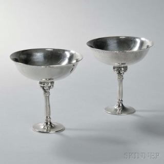 Appraisal: Pair of Georg Jensen Sterling Silver Compotes Denmark one -