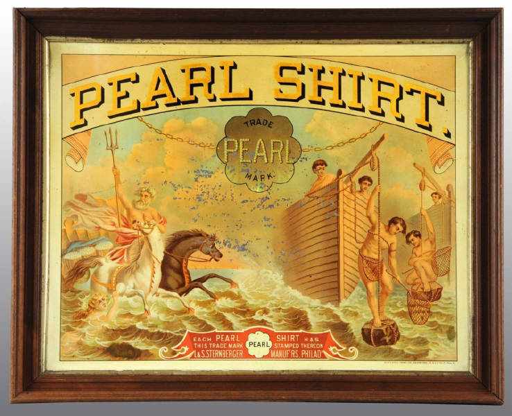 Appraisal: Tin Pearl Shirt Advertising Sign Description Extremely early with fantastic