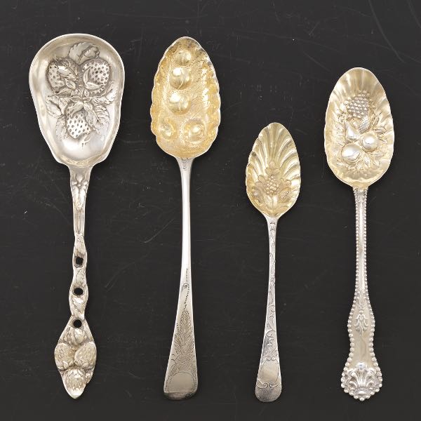 Appraisal: MIXED GROUP OF STERLING SILVER ANTIQUE BERRY SPOONS CA TH