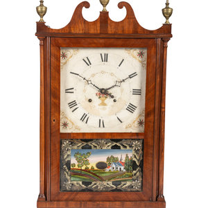 Appraisal: A Federal Pillar and Scroll Mahogany Mantel Clock th Century