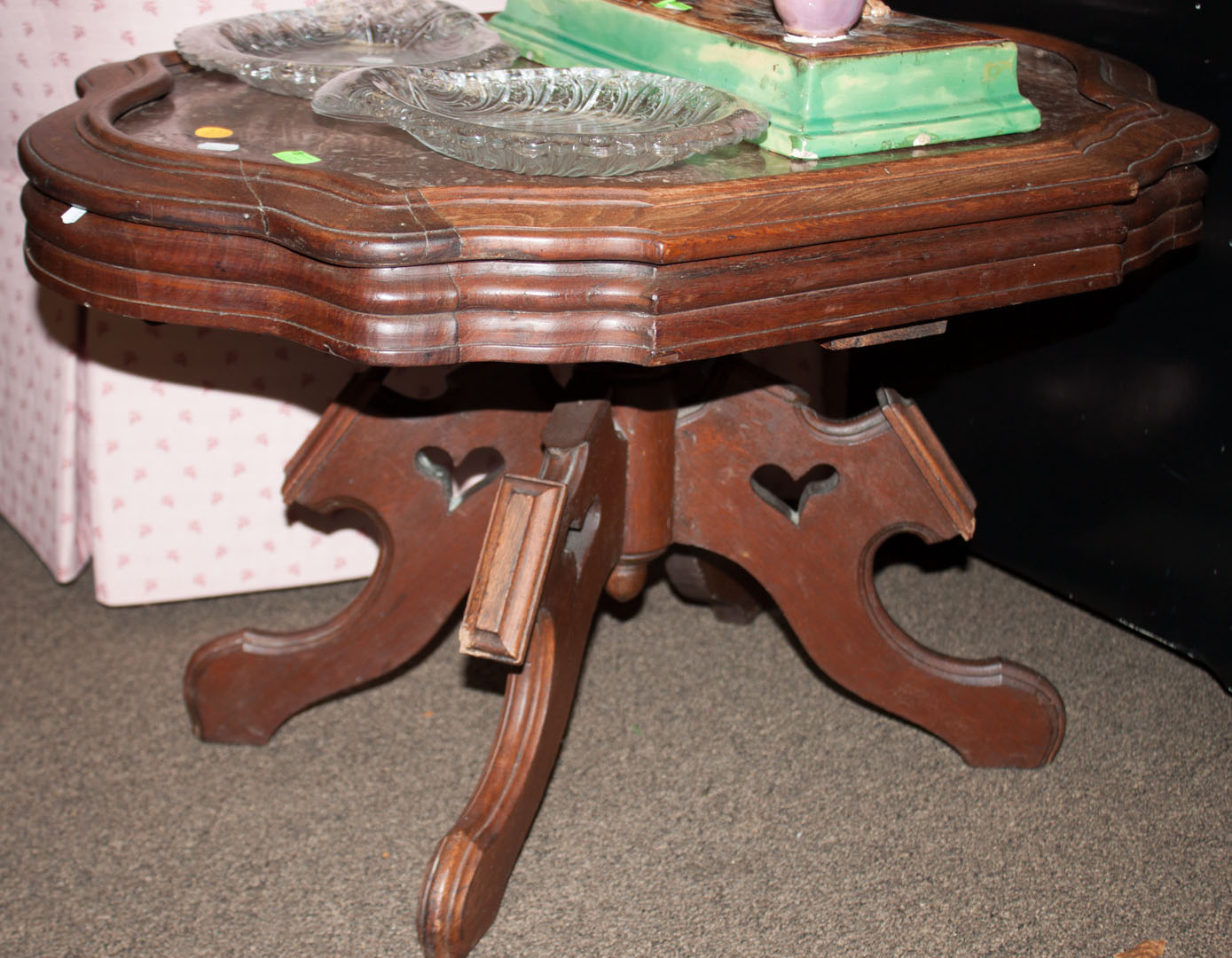 Appraisal: Victorian walnut marble top table