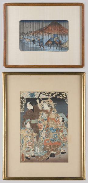 Appraisal: Two Signed Antique Japanese Woodblocks the first by Toyokuni late