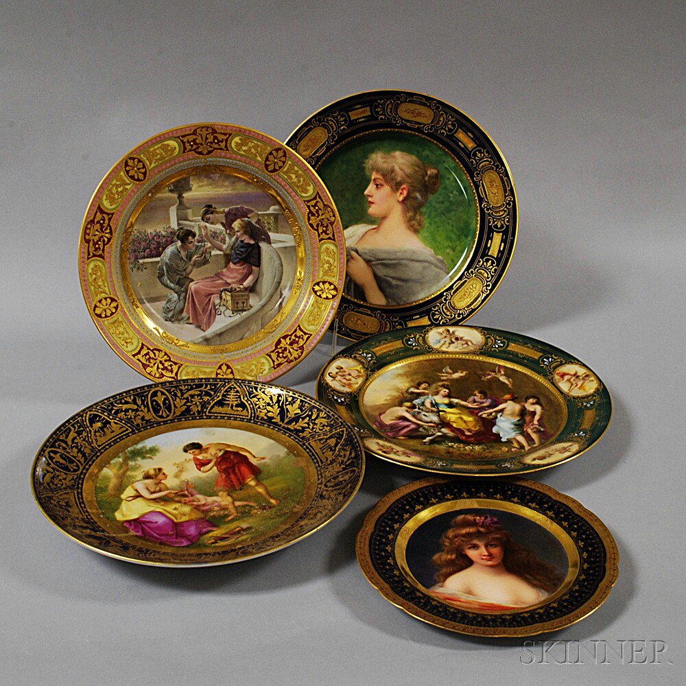 Appraisal: Five Austrian Porcelain Cabinet Plates th th century three with