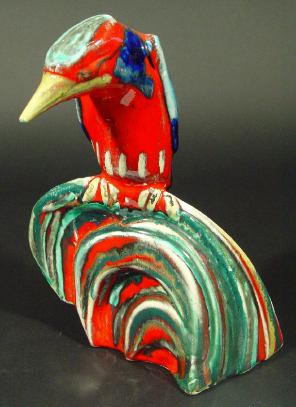 Appraisal: David Sharp Rye Pottery kingfisher resting on reeds decorated in