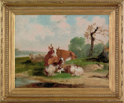 Appraisal: Oil on canvas bucolic landscape th c signed indistinctly E