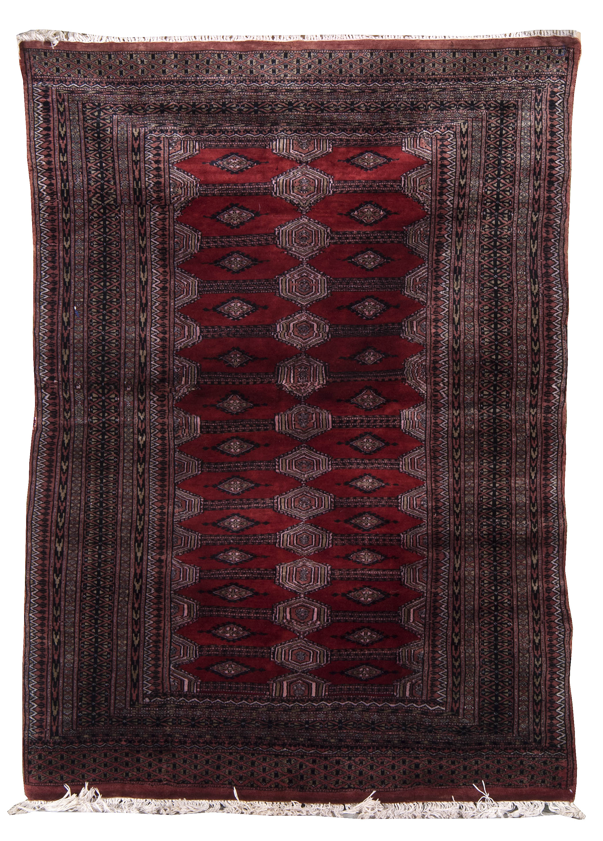 Appraisal: ORIENTAL RUG BOKHARA DESIGN ' x ' Deep scarlet red