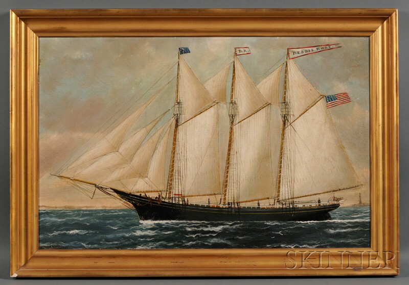 Appraisal: William P Stubbs American - Portrait of the Three-masted Schooner