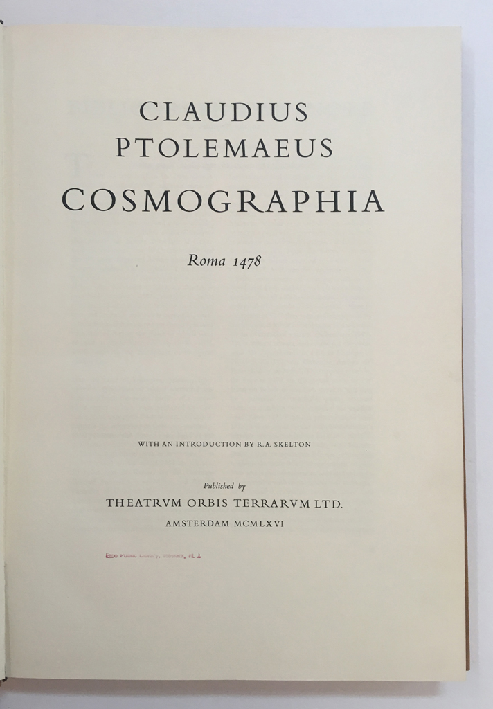 Appraisal: REFERENCE--FACSIMILE ATLAS Claudius Ptolemaeus Cosmographia Roma Map reproductions Folio Amsterdam