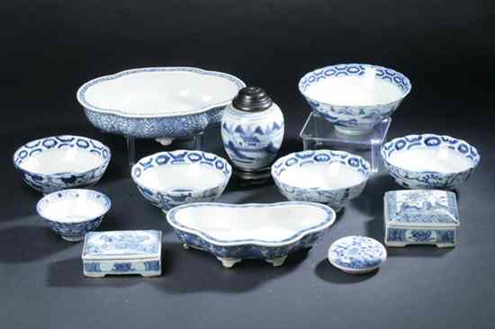 Appraisal: TWELVE PIECES CHINESE BLUE AND WHITE PORCELAIN th century Comprising