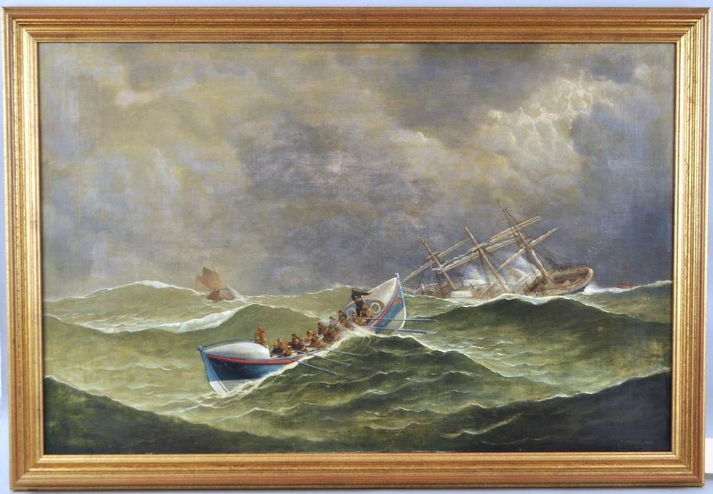 Appraisal: F Tudgay Marine Painting To The Rescue O C Frederick