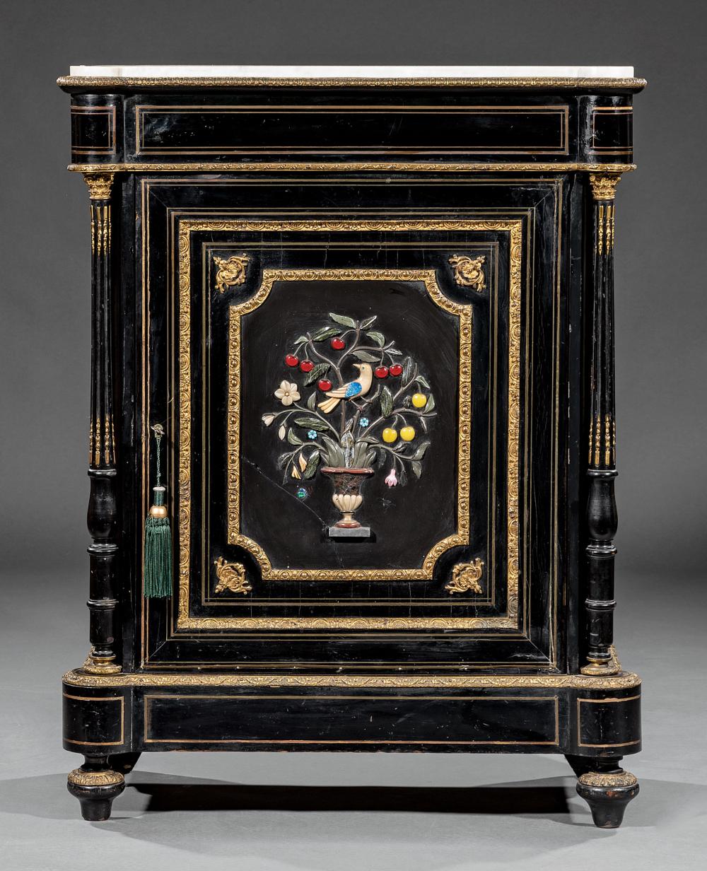 Appraisal: Napoleon III Bronze-Mounted Inlaid and Ebonized Parlour Cabinet late th