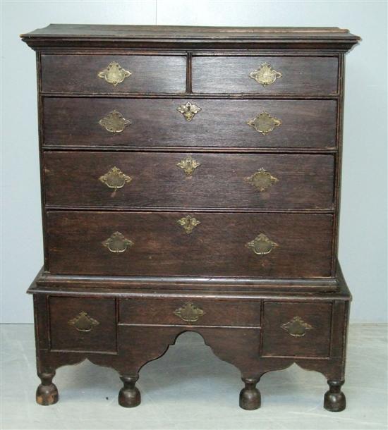 Appraisal: th century oak chest on stand of two short over