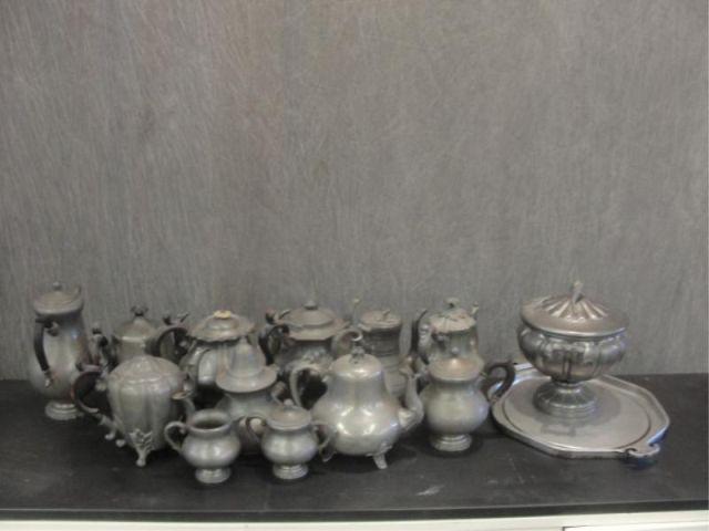 Appraisal: Large Lot of Pewter Including Teapots From an Orange County