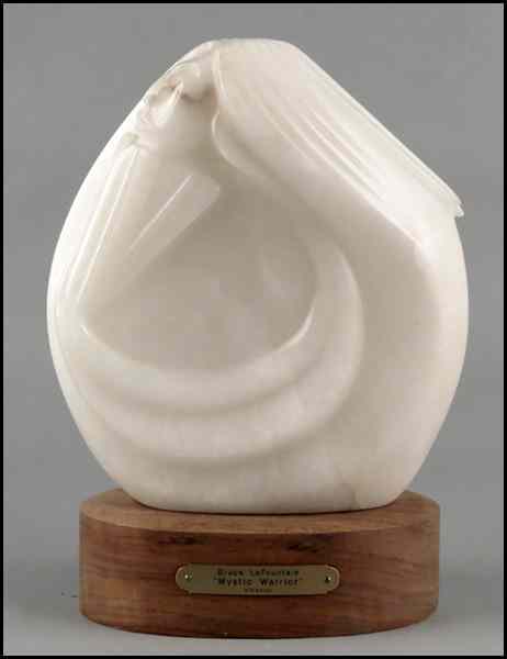 Appraisal: BRUCE LAFOUNTAIN AMERICAN BORN MYSTIC WARRIOR Carved marble sculpture signed