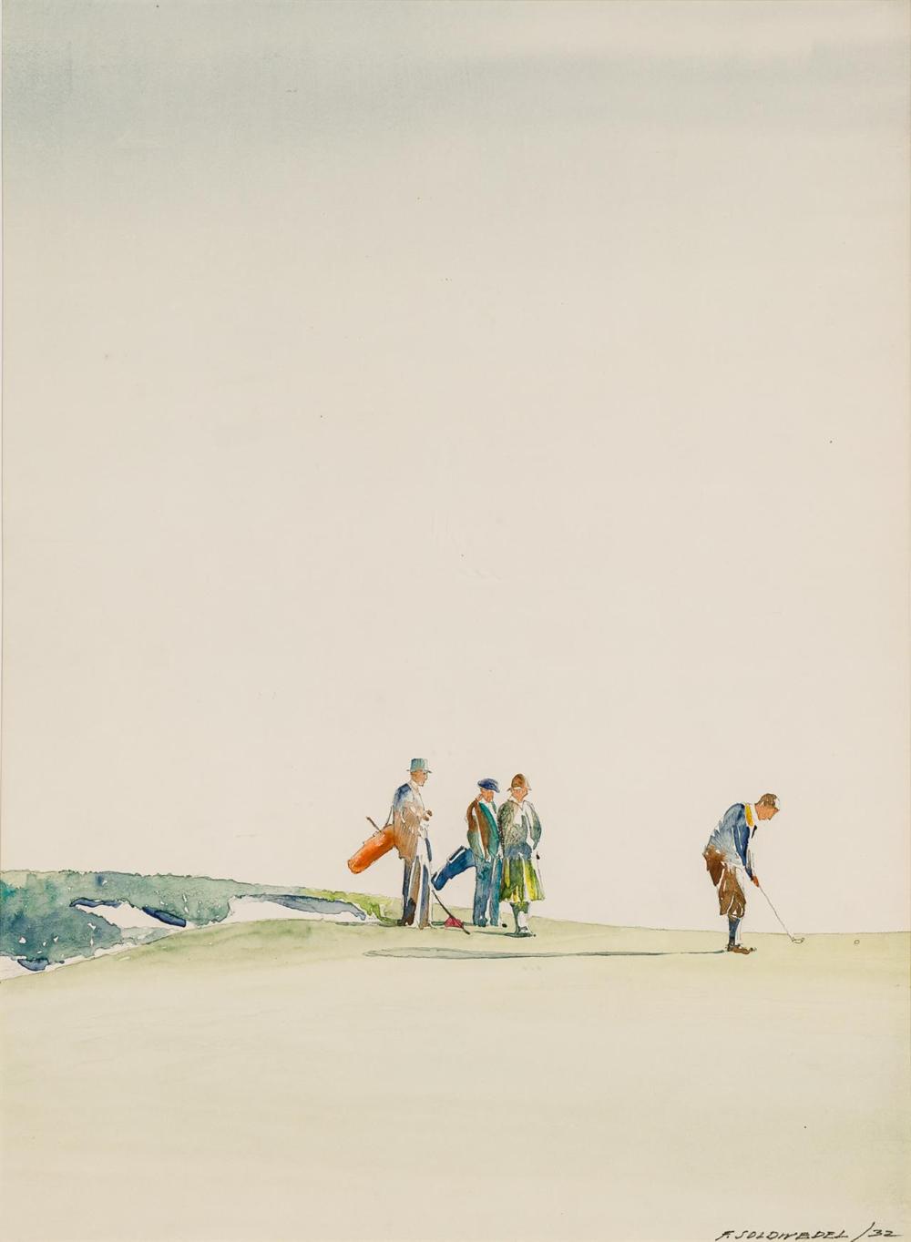 Appraisal: FREDERICK SOLDWEDEL American - Golf ink and watercolor on paper