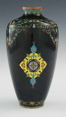 Appraisal: An Aubergine Cloisonne Vase Dark aubergine ground with multicolored enamels