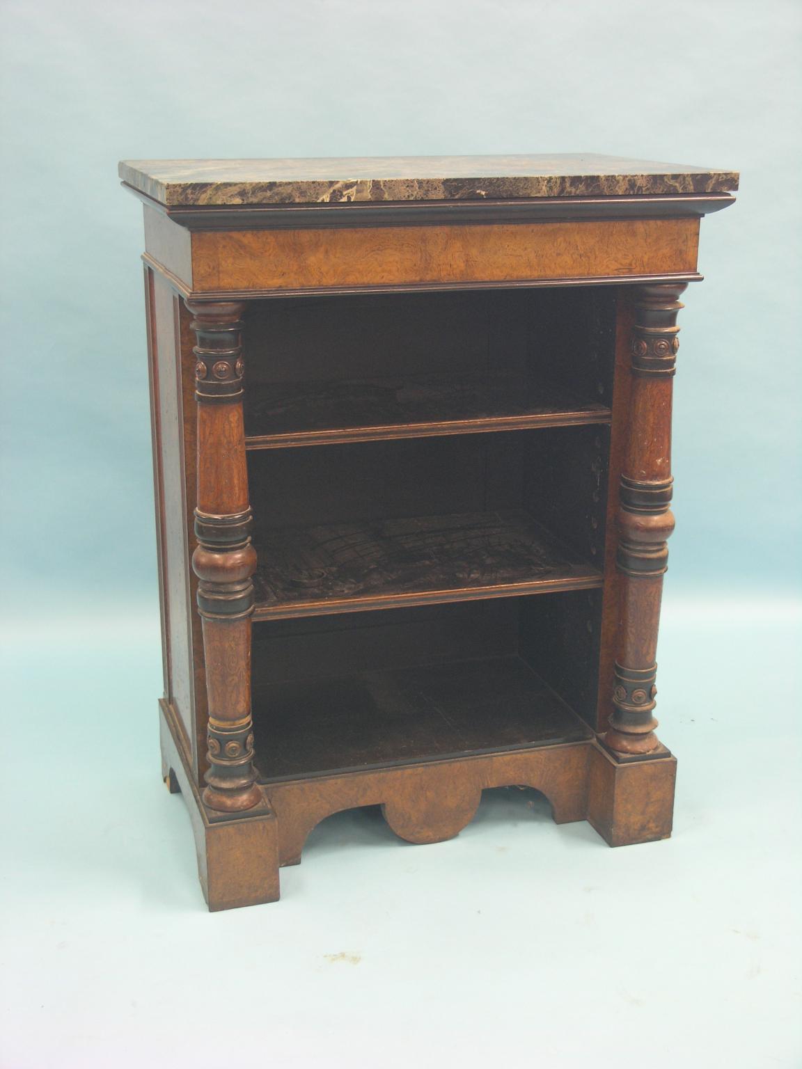 Appraisal: An early th century pollarded oak and marquetry dwarf bookcase