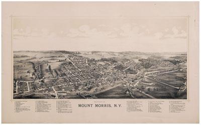 Appraisal: Mount Morris New York lithograph bird's-eye view published by the