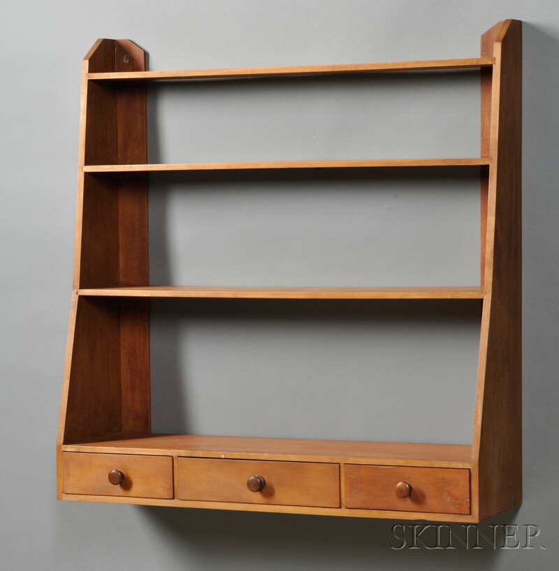 Appraisal: Shaker Maple Birch and Pine Hanging Wall Shelf with Three