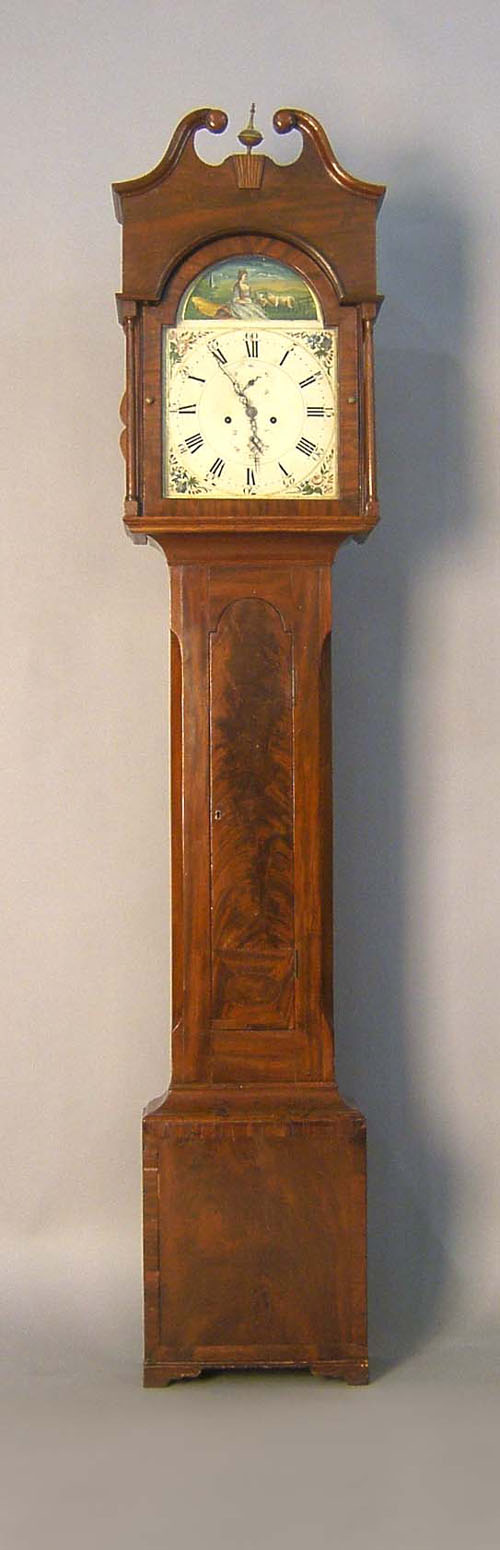 Appraisal: Federal mahogany tall case clock ca the broken arch bonnet