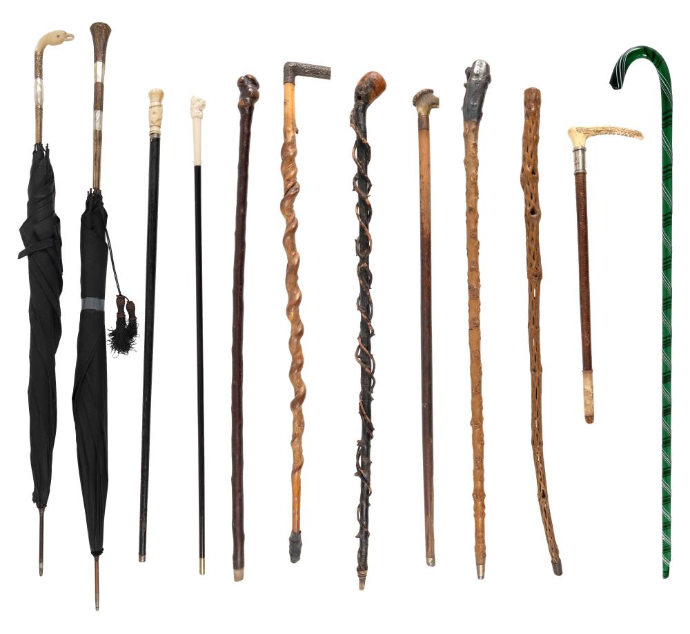 Appraisal: TWELVE CANES RODS ETC TH AND TH CENTURY LENGTHS TO