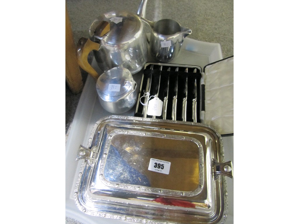 Appraisal: Tray lot of EP and Picquot Ware - tureen etc