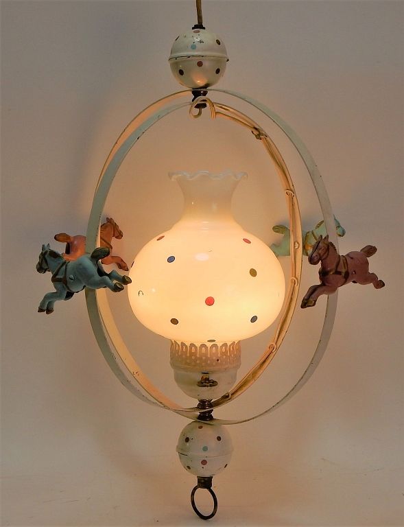 Appraisal: Vintage Child's Room Carousel Horse Light Fixture United States C