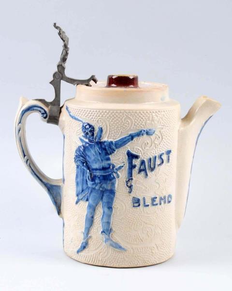 Appraisal: Early Faust Embosses Stoneware Pitcher Lid is missing and replacement