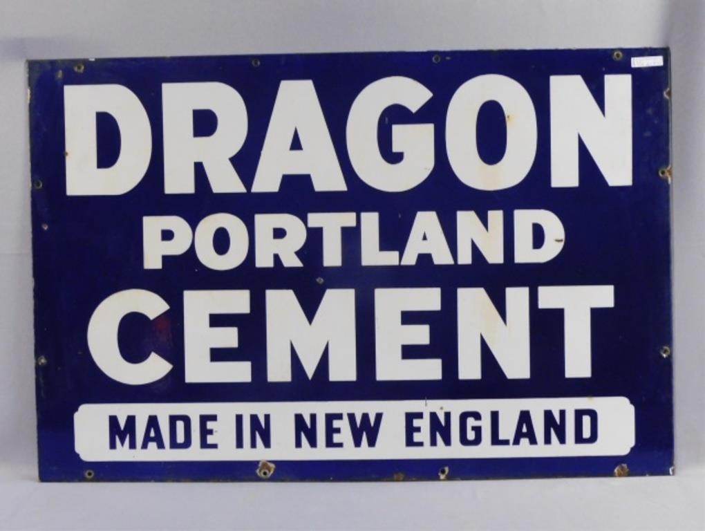 Appraisal: ENAMEL ADVERTISING SIGN EARLY-MID TH C FORDragon Portland Cement Made