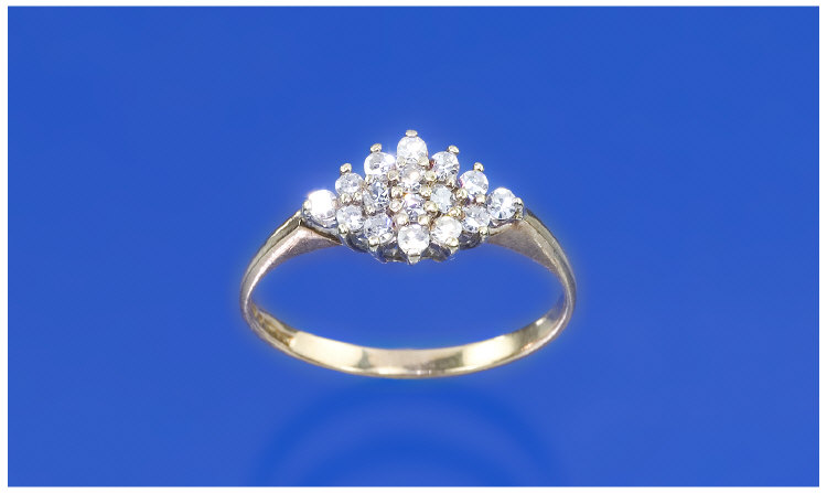 Appraisal: ct Gold Diamond Cluster Ring Marquise Shaped Diamond Cluster Set