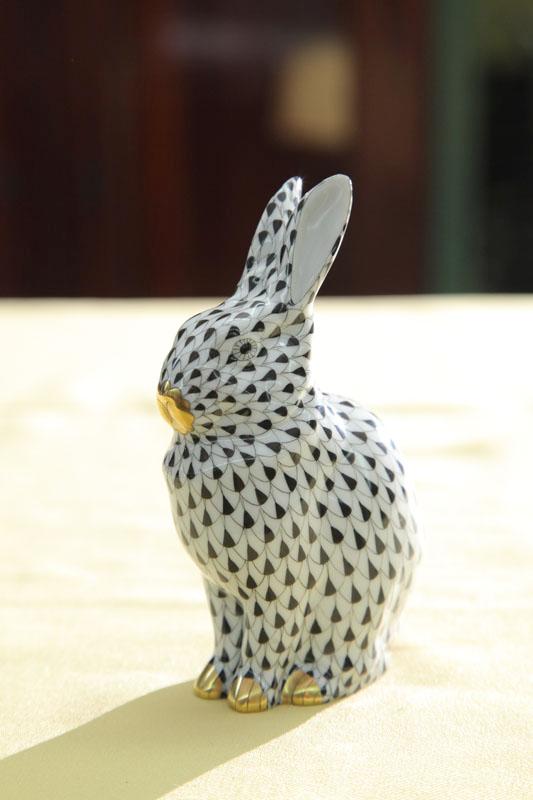 Appraisal: HEREND RABBIT A porcelain rabbit with black fishnet decoration h