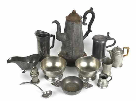 Appraisal: A Collection of Pewter Articles comprising two oval serving platters