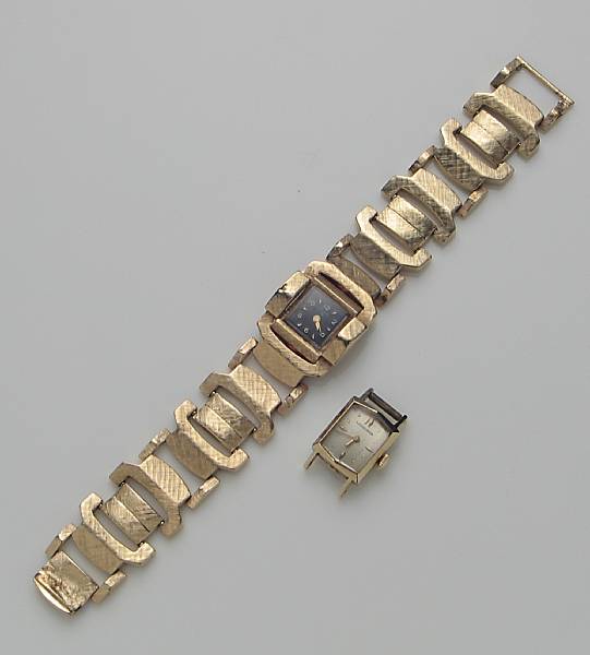 Appraisal: A lady's k gold bracelet wristwatch Elgin together with a